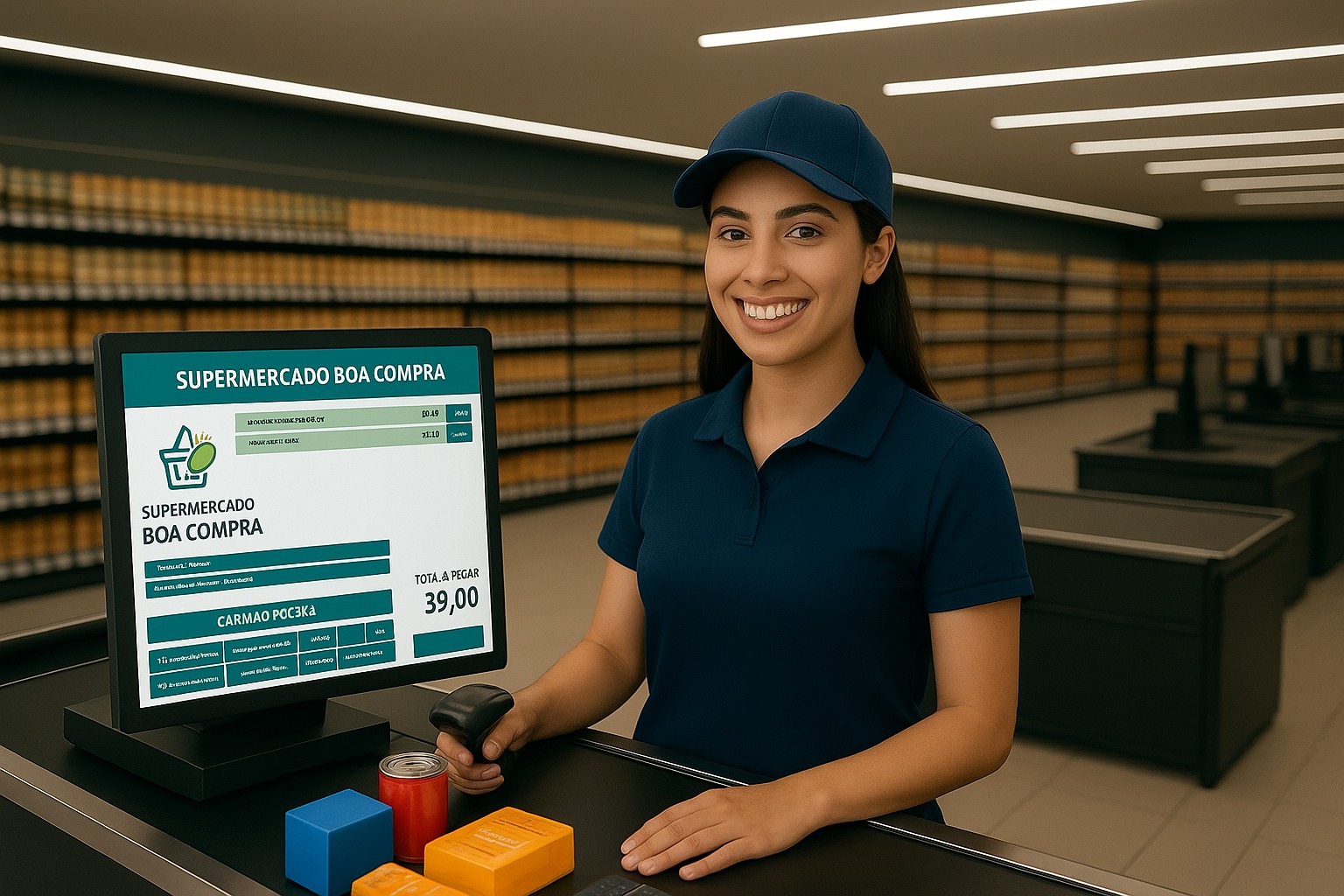 Atendimento do Supermercado Boa Compra com ponto de venda